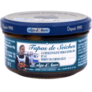 tapas de choco azeite biológico Algo d'aure concarneau produtos do mar