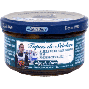 tapas de seiches huile d'olive bio Algo d'aure concarneau produit de la mer