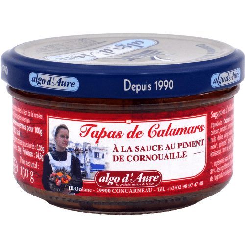Tintenfisch-Tapas mit Chilisauce Algo d'aure bio JB OCEANE