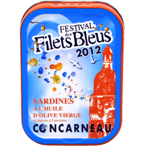 Lata de sardinas en aceite de oliva Jean Burel Marin de Concarneau JB OCEANE festival des filets bleus 2012