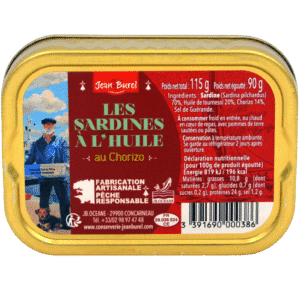 Lata de sardinas con escabeche de chorizo y girasol de Concarneau