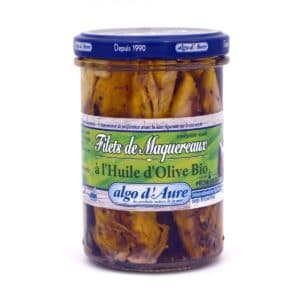 Mackerel fillets in organic olive oil